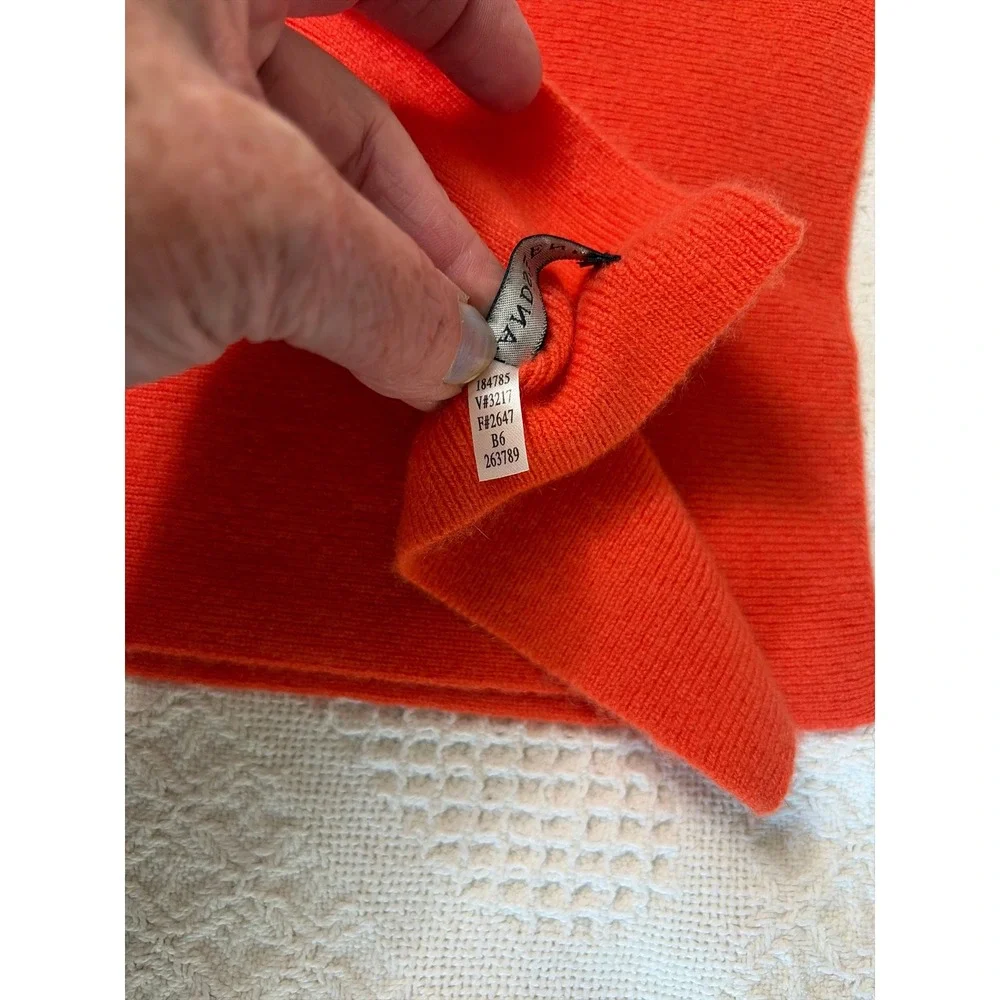 Lands' End 100% Cashmere Knit Winter Scarf | Bright Orange‎ Coral Solid 8